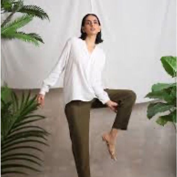 J. Jill Army Green Stretch Fabric Pants size 6 - Picture 1 of 4